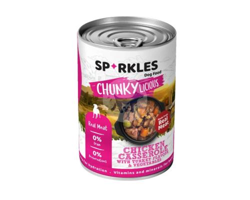 SPARKLES | DOG CANNED CHICKEN CASSEROLE WITH TURKEY FLAVOUR & VEGETABLES IN GRAVY | 400g 