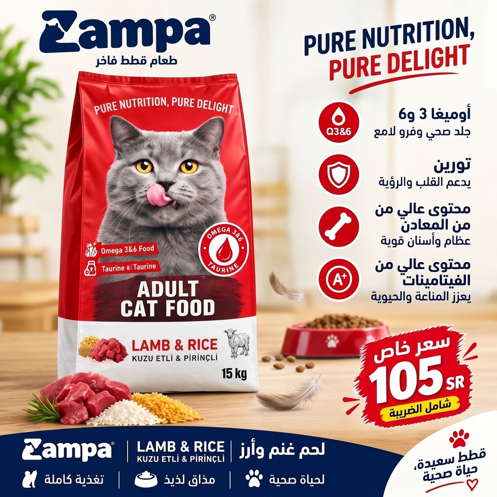 Zampa Adult Cat Food (Lamb & Rice) 