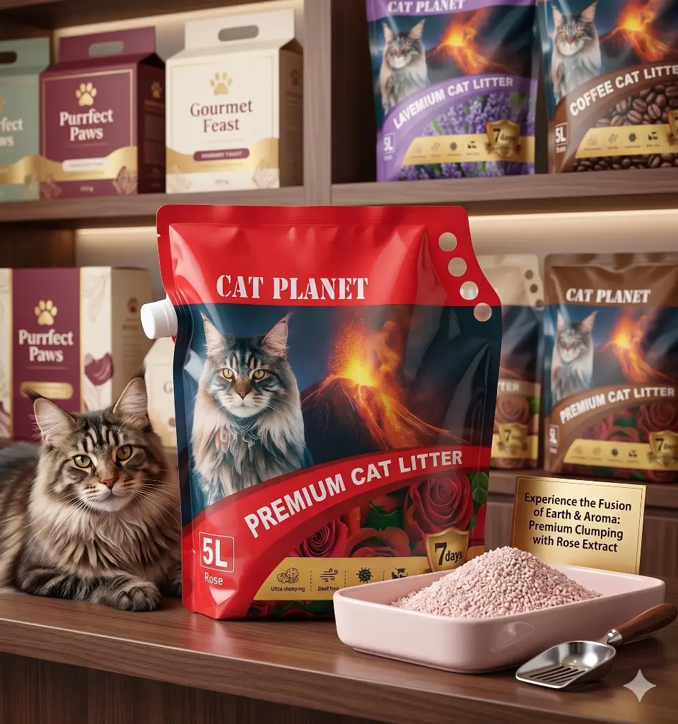 رمل لفضلات القطط كات بلانت برائحة الروز 5 لتر