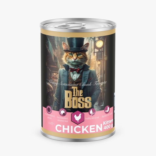 [BOSS|400gm] بووس طعام رطب للقطط الصغيرة بالدجاج - 400 جم