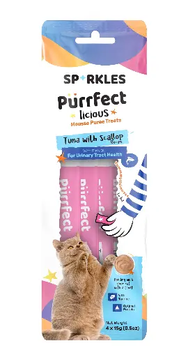 [083645] SPARKLES | POUCH CREAMY TREATS TUNA WITH SCALLOP FOR URINARY TRACT HEALTH 4X15g
