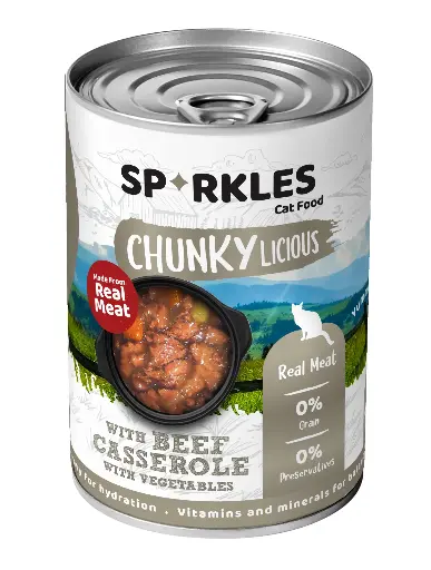 [084307] SPARKLES | CAT CANNED BEEF CASSEROLE WITH VEGETABLES IN GRAVY | 400g 