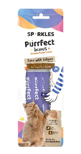 [083652] SPARKLES | POUCH CREAMY TREATS TUNA WITH SALMON FOR DIGESTIVE HEALTH | 4X15g 