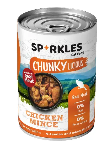 [084321] سباركليز | غذاء للقطط دجاج مفروم معلب في المرق | 400غم