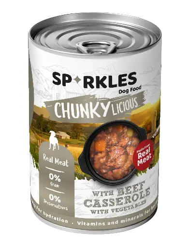 [082730]   سباركليز | غذاء للكلاب طاجن لحم البقر المعلب مع الخضار في المرق | 400غم